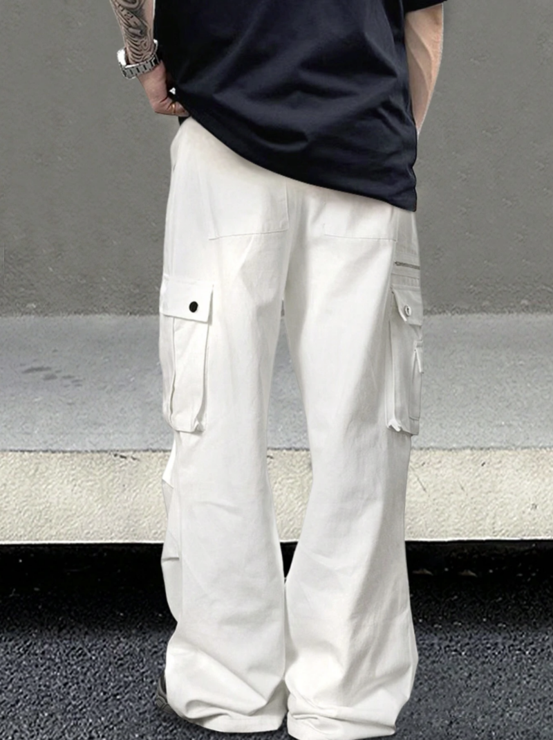 Henry White Zip Pocket Oversized Baggy Pants - Image 2