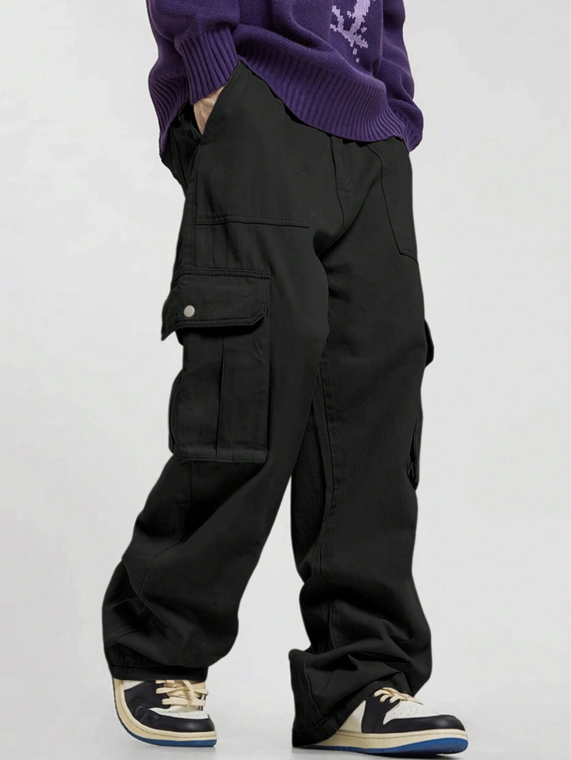 Cavan Black Flap Pocket Oversized Cargo Pant