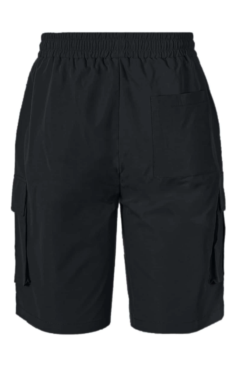 Jones Black Flap Pocket Drawstring Waist Oversize Cargo Shorts - Image 2