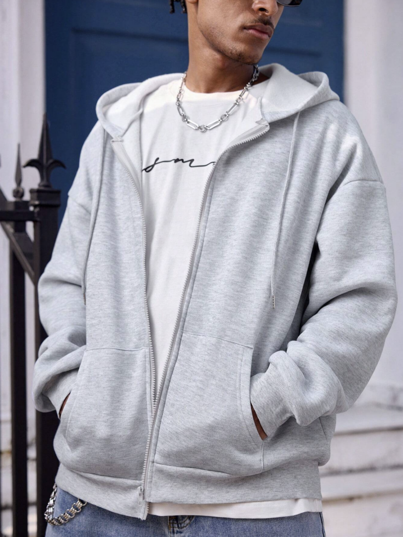 Addy Grey Oversized Zipper Sweatshirt
