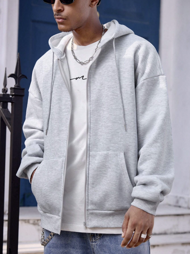 Addy Grey Oversized Zipper Sweatshirt - Image 4