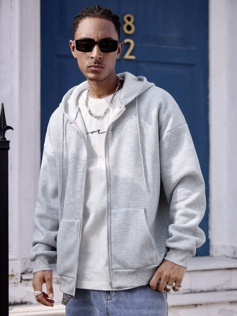 Addy Grey Oversized Zipper Sweatshirt - Image 5
