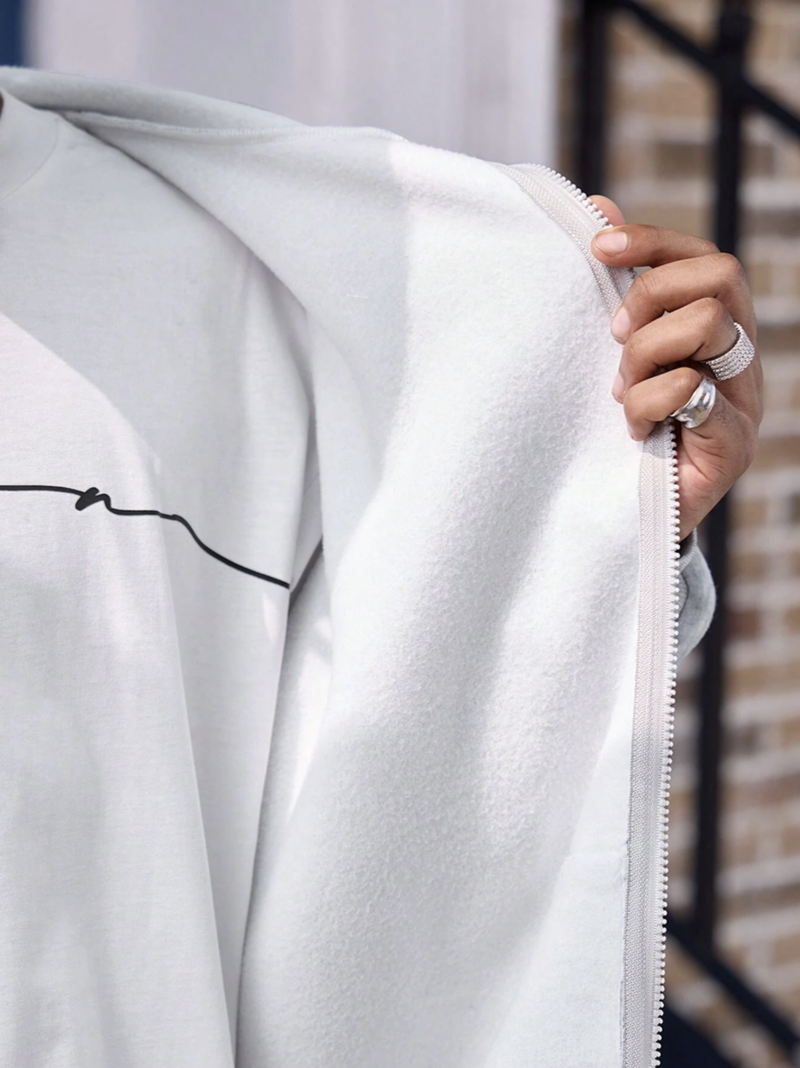 Addy Grey Oversized Zipper Sweatshirt - Image 6
