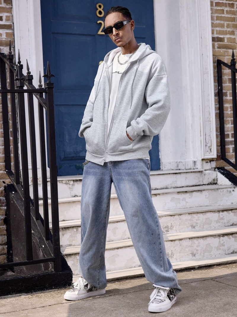 Addy Grey Oversized Zipper Sweatshirt - Image 7