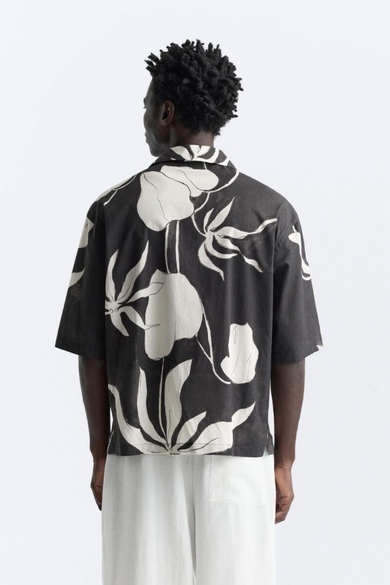 Donald Black Floral Relaxed Fit Shirt - Image 2