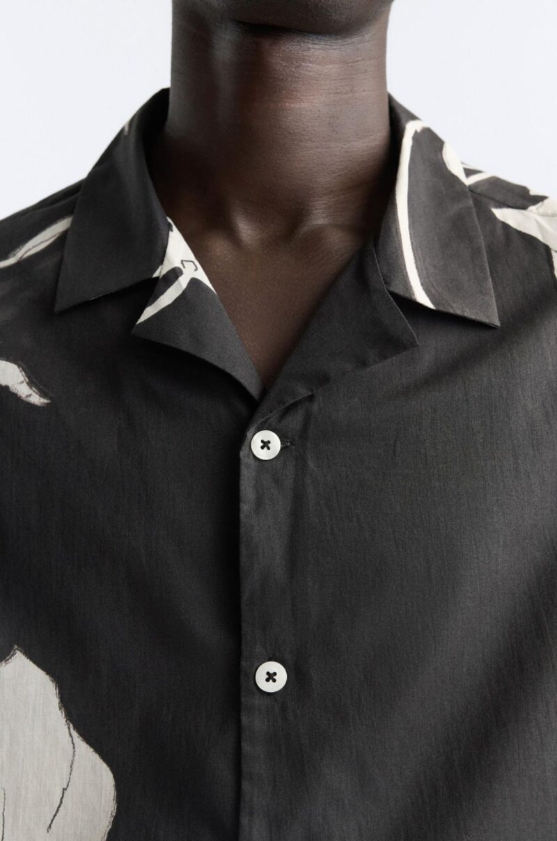 Donald Black Floral Relaxed Fit Shirt - Image 4