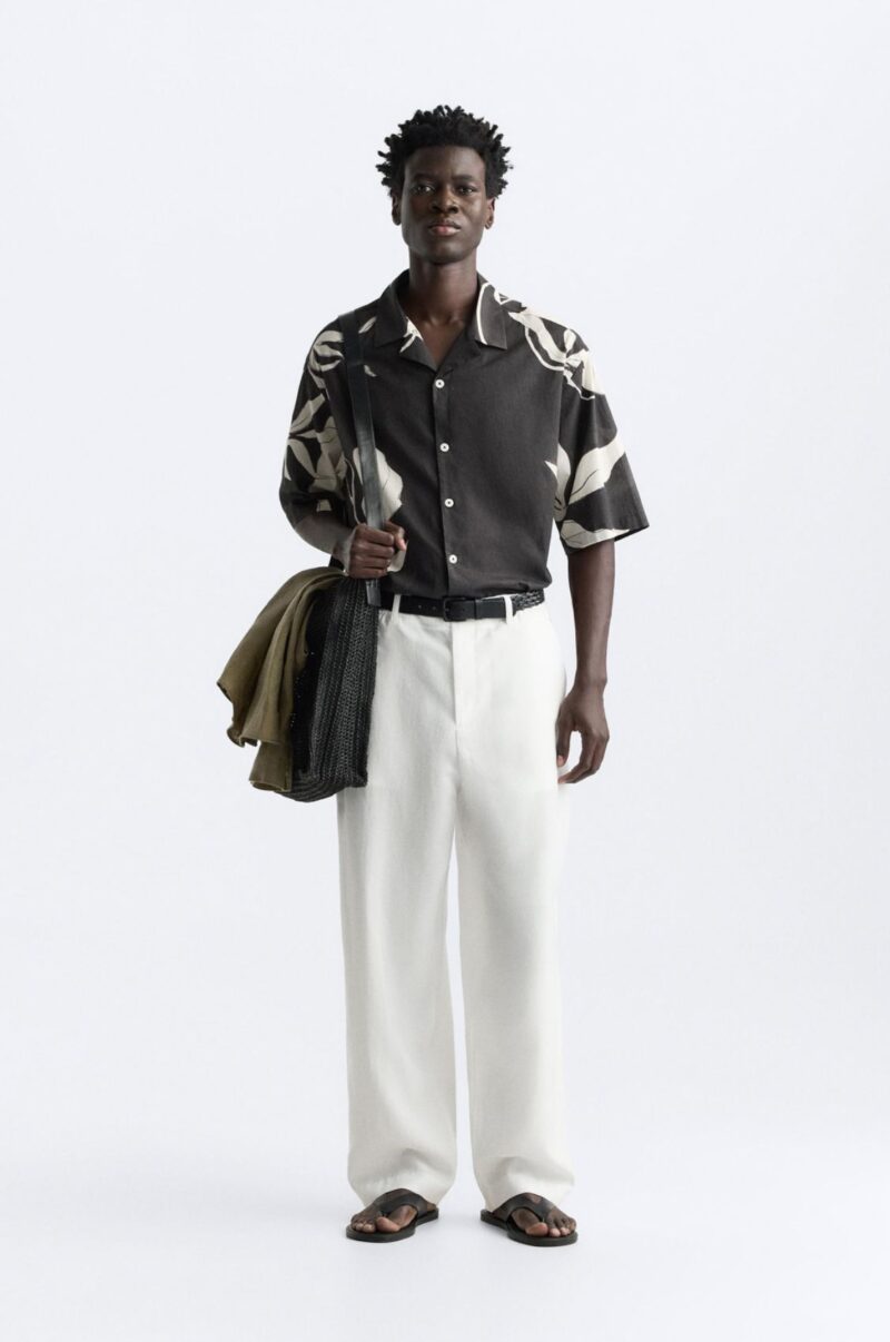 Donald Black Floral Relaxed Fit Shirt - Image 5