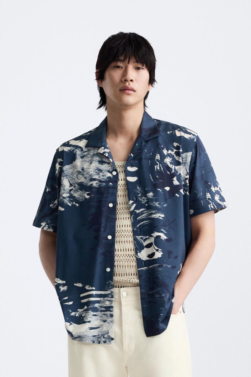 Avi Blue Floral Relaxed Fit Shirt
