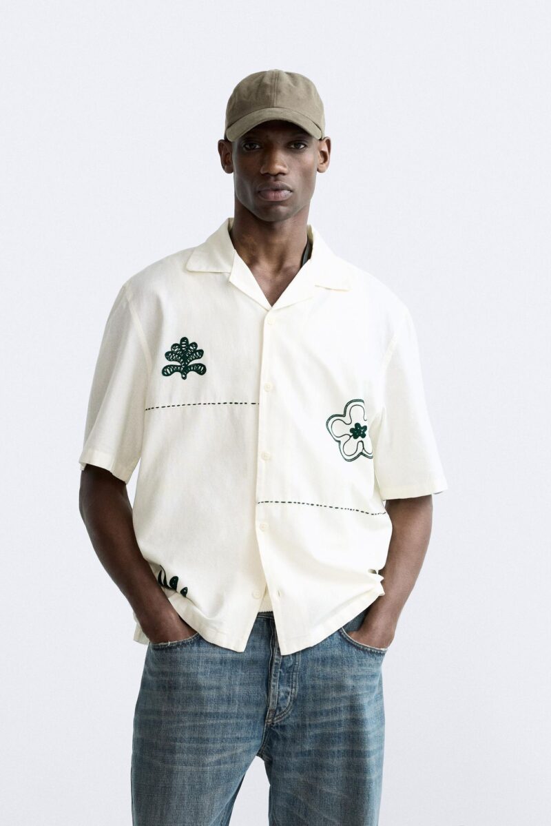 Diddy Relaxed Fit Floral Embroidery Shirt