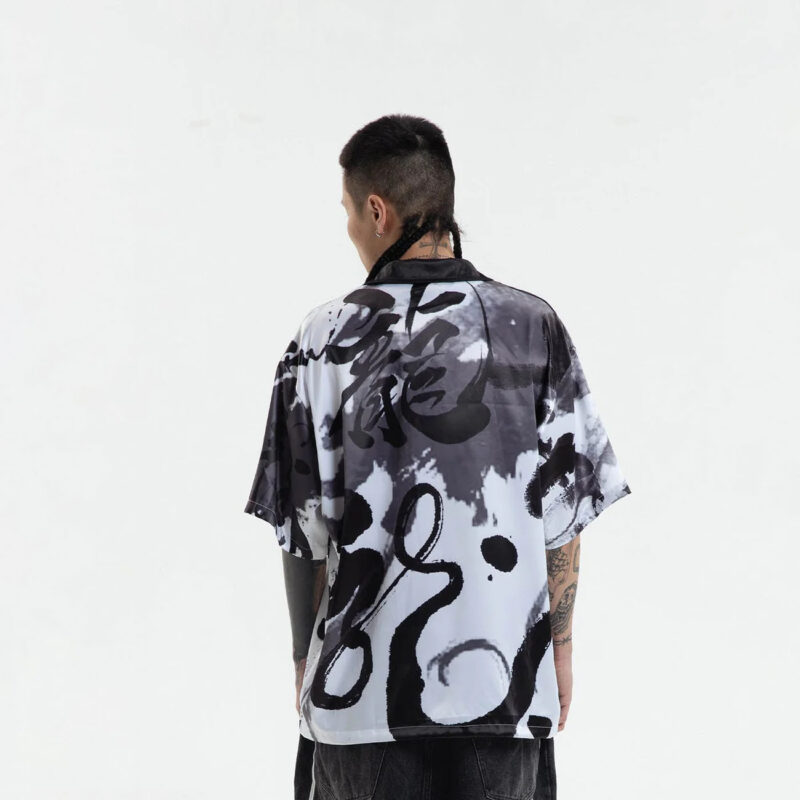 Zink Dragon Print Satin Shirt - Image 2