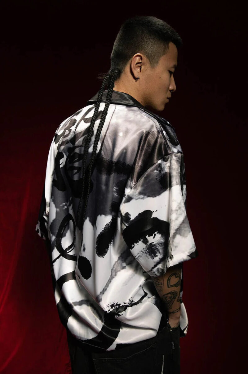 Zink Dragon Print Satin Shirt - Image 7