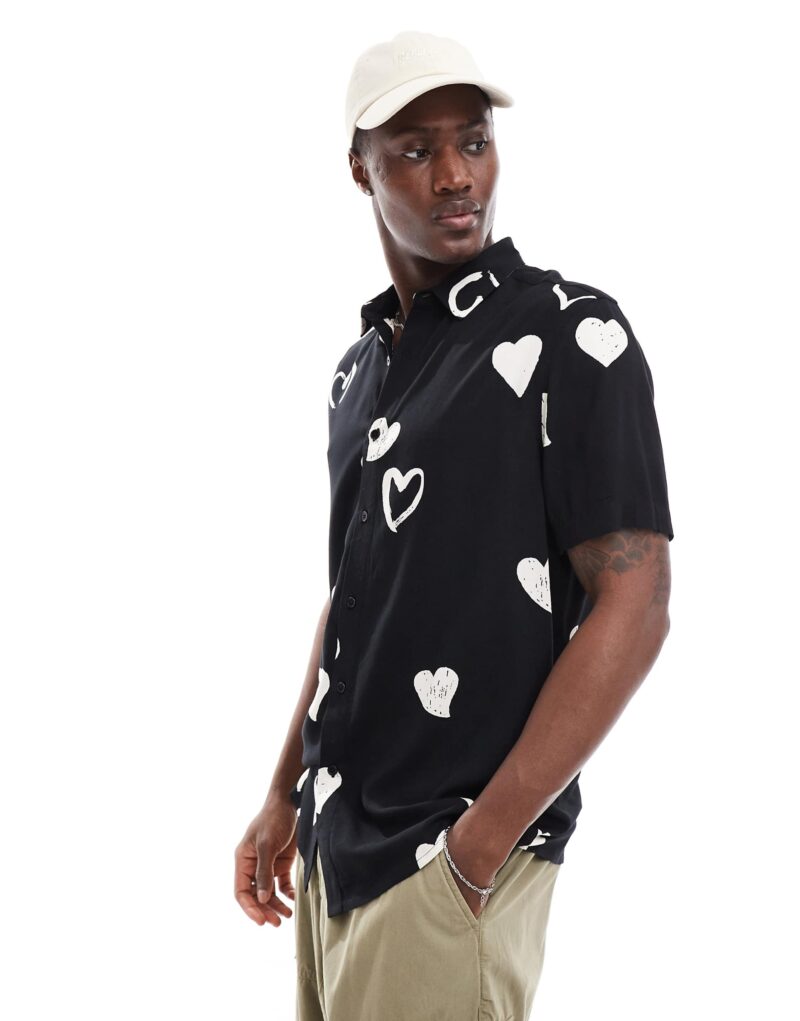 Cole Black Heart Print Shirt