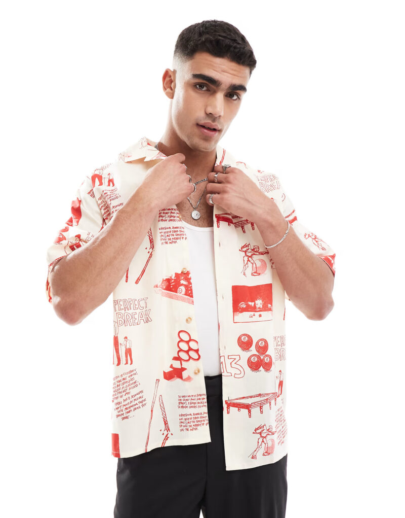 Ollie Snooker Print Oversized Fit Shirt
