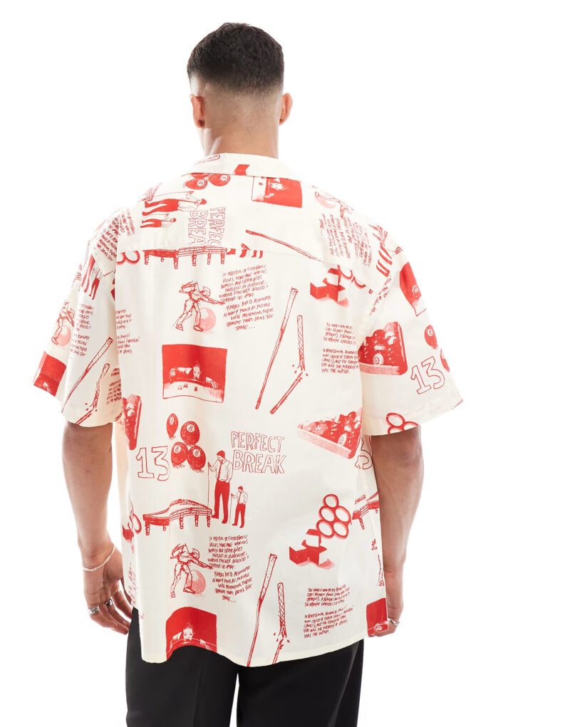 Ollie Snooker Print Oversized Fit Shirt - Image 2