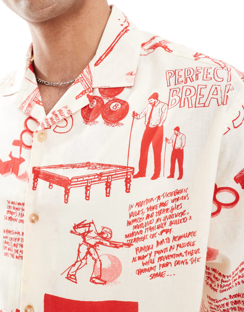 Ollie Snooker Print Oversized Fit Shirt - Image 3
