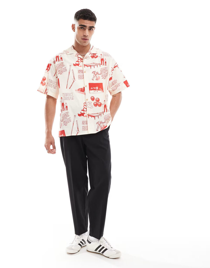 Ollie Snooker Print Oversized Fit Shirt - Image 4