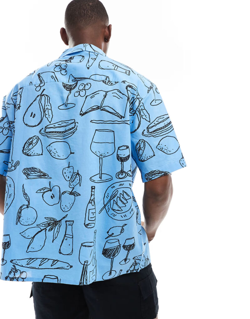 Berry Blue Date Night Print Oversized Shirt - Image 2