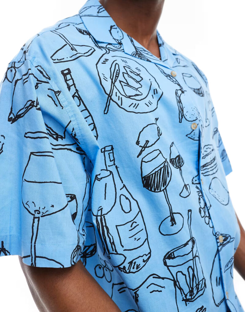 Berry Blue Date Night Print Oversized Shirt - Image 3