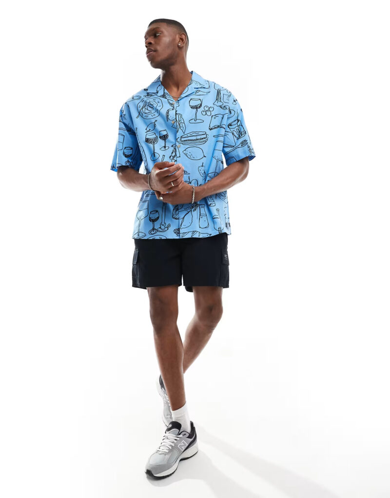 Berry Blue Date Night Print Oversized Shirt - Image 4
