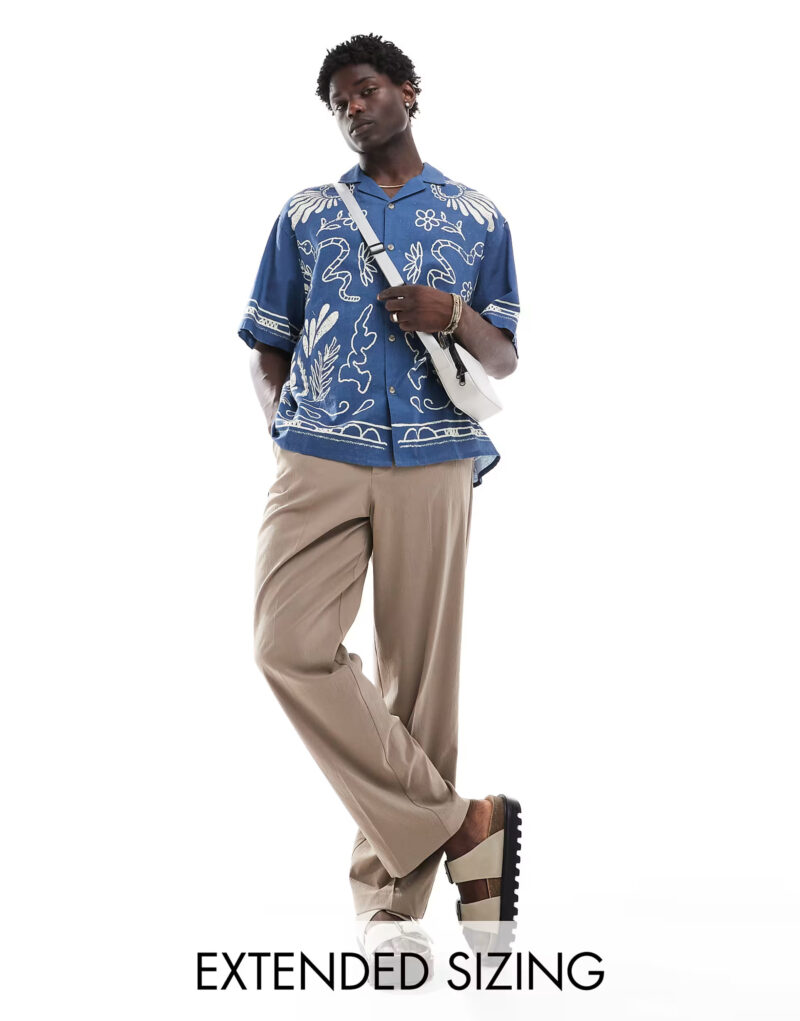 Lance Blue Floral Border Print Oversized Shirt - Image 4