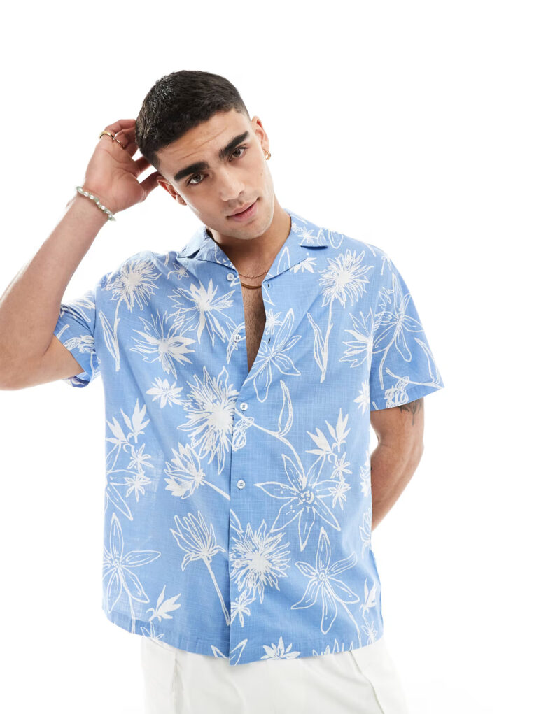 Luigi Blue Floral Oversized Shirt