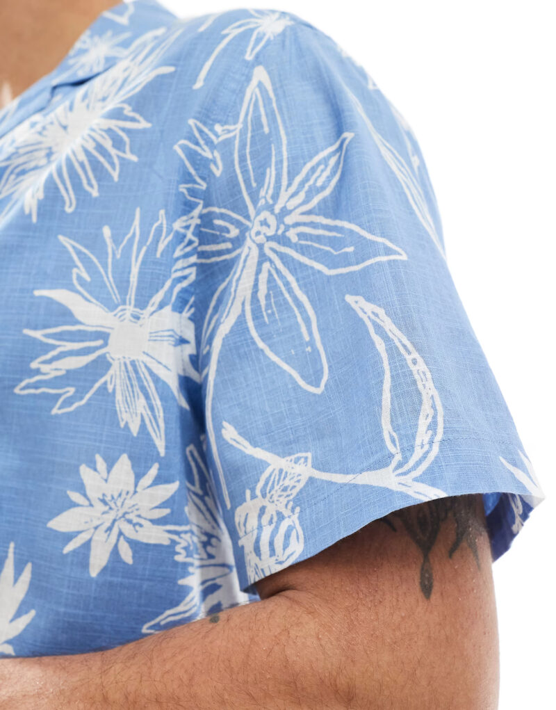 Luigi Blue Floral Oversized Shirt - Image 2