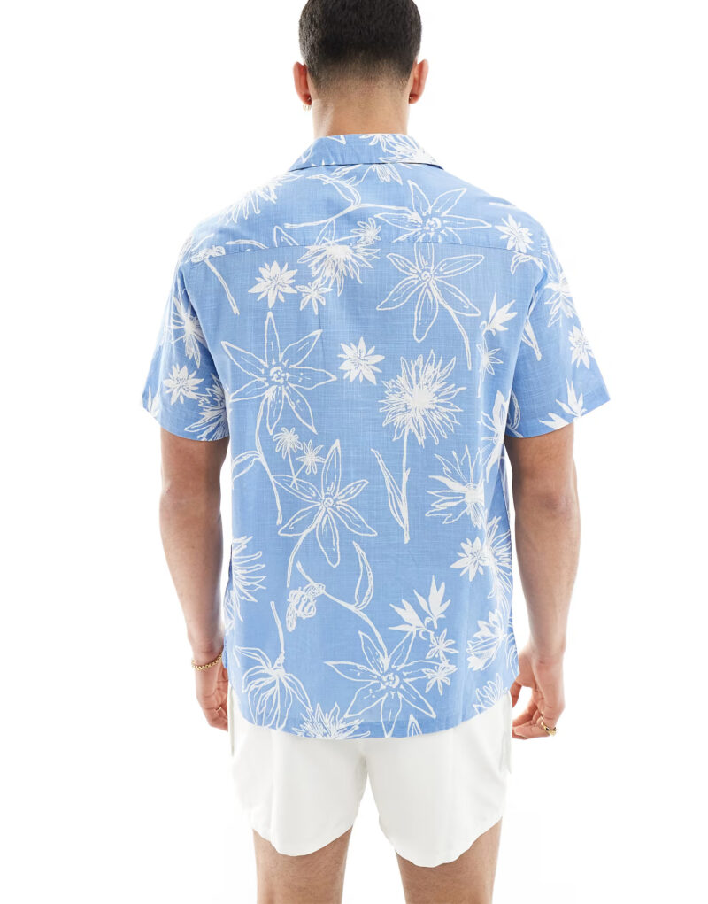 Luigi Blue Floral Oversized Shirt - Image 3