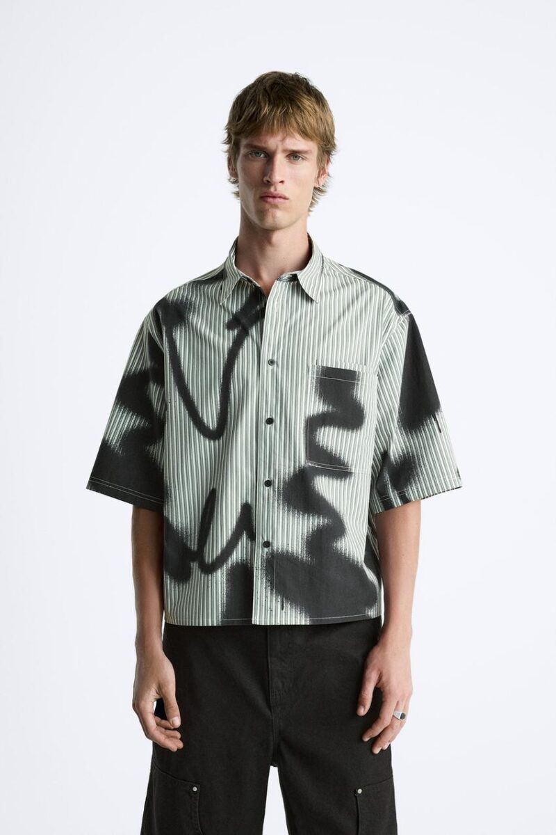 Perry Spray Paint Relaxed Fit Cotton Shirt