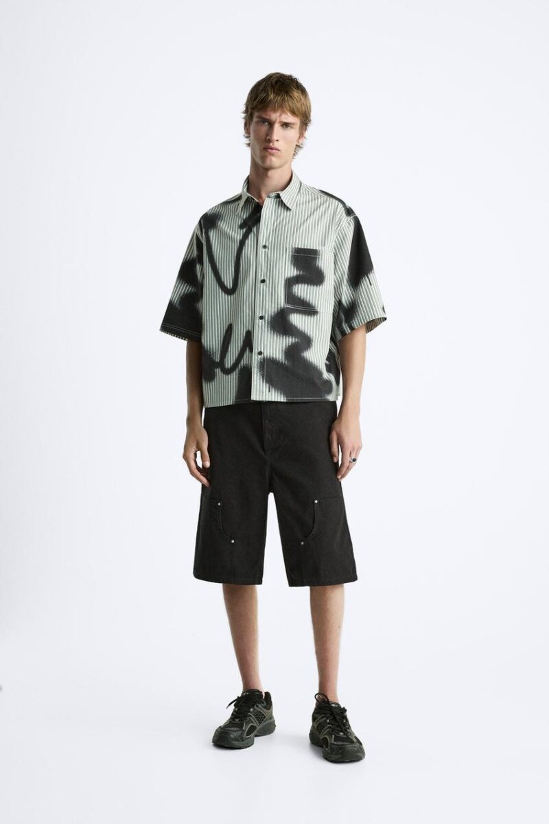 Perry Spray Paint Relaxed Fit Cotton Shirt - Image 4