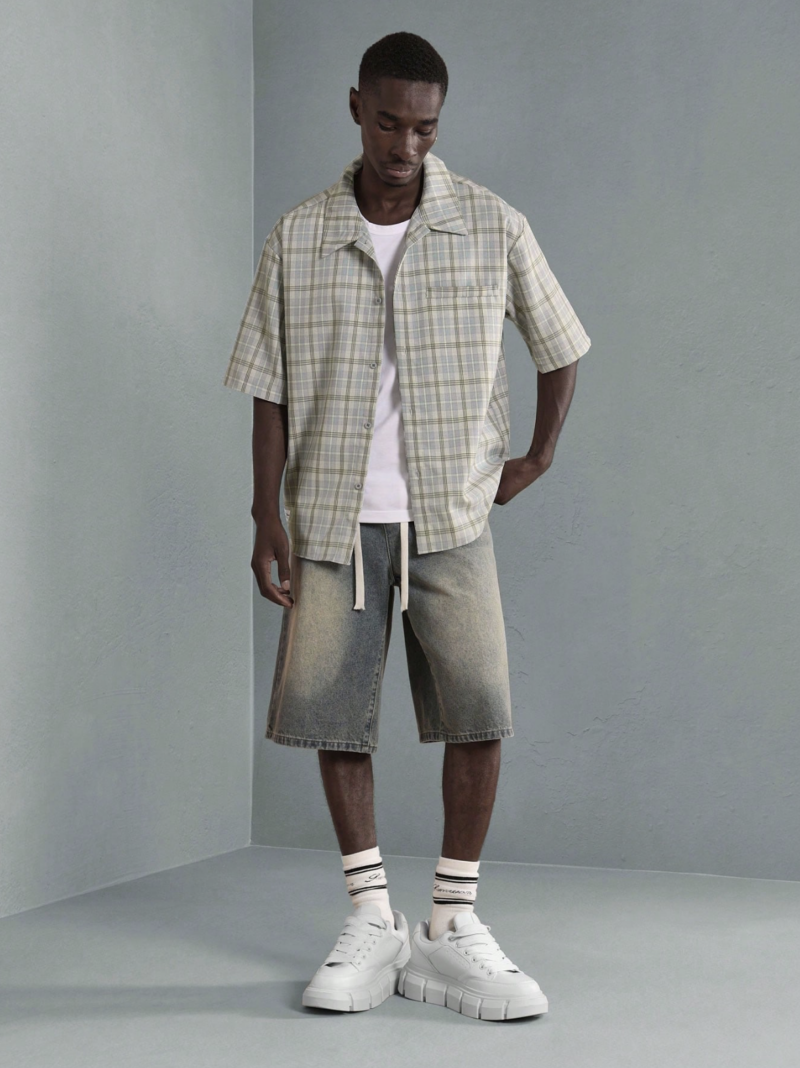 Zayn Creme Check Oversized Shirt - Image 5