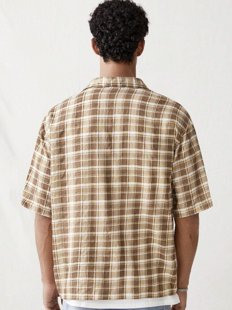 Vance Coffee Brown Check Oversized Shirt - Image 2