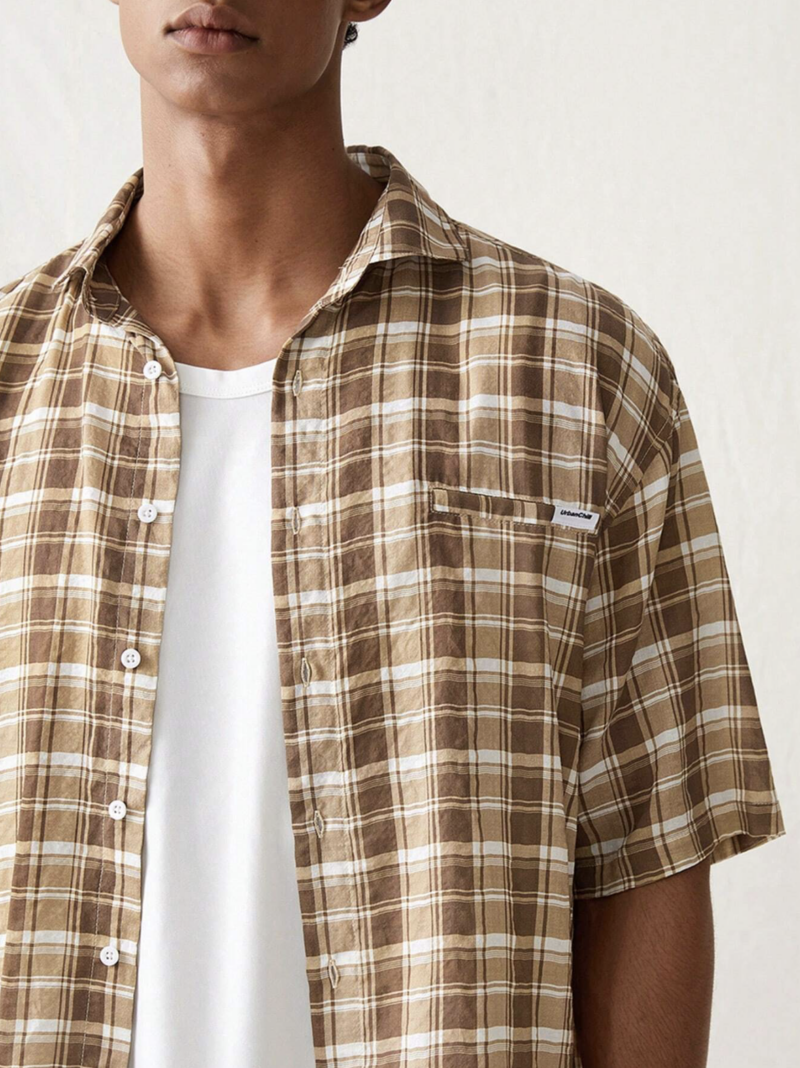 Vance Coffee Brown Check Oversized Shirt - Image 4