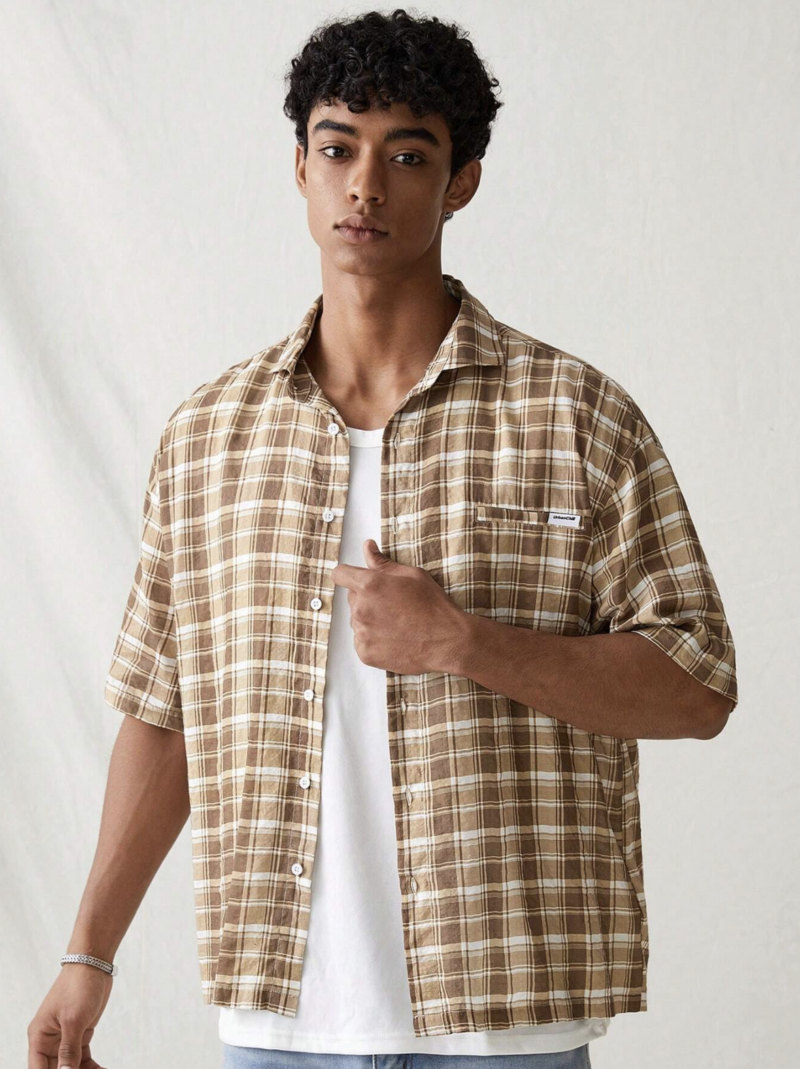 Vance Coffee Brown Check Oversized Shirt - Image 6