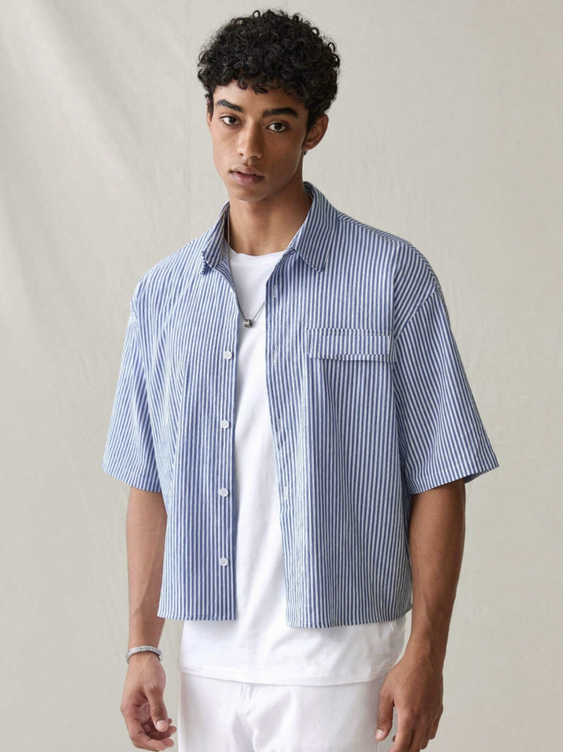 Shawn Blue Stripe Oversized Shirt