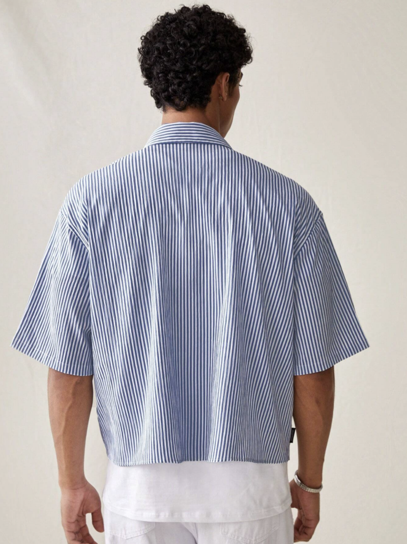 Shawn Blue Stripe Oversized Shirt - Image 2
