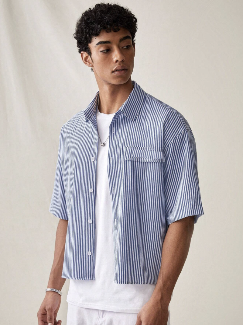 Shawn Blue Stripe Oversized Shirt - Image 6