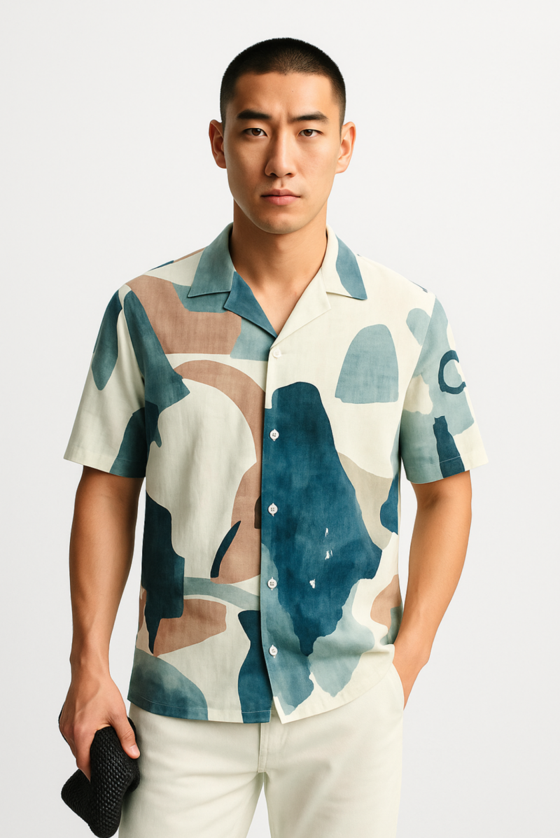 Jacky Abstract Print Revere Collar Shirt
