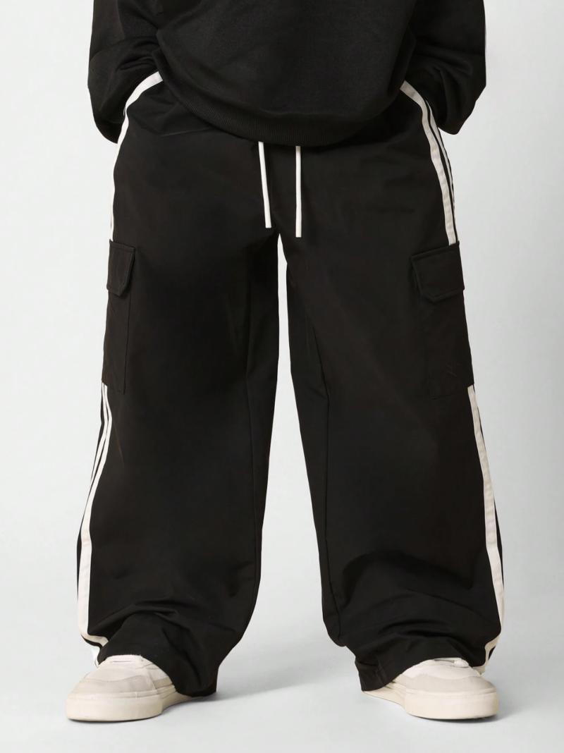 Mark Black Contrast Tape Relaxed Fit Jogger - Image 2