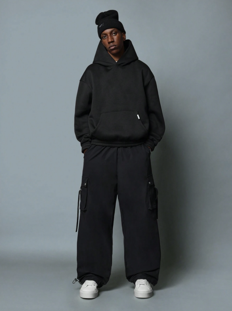 Suvi Black Ring Pocket Oversized Cargo Pants - Image 3