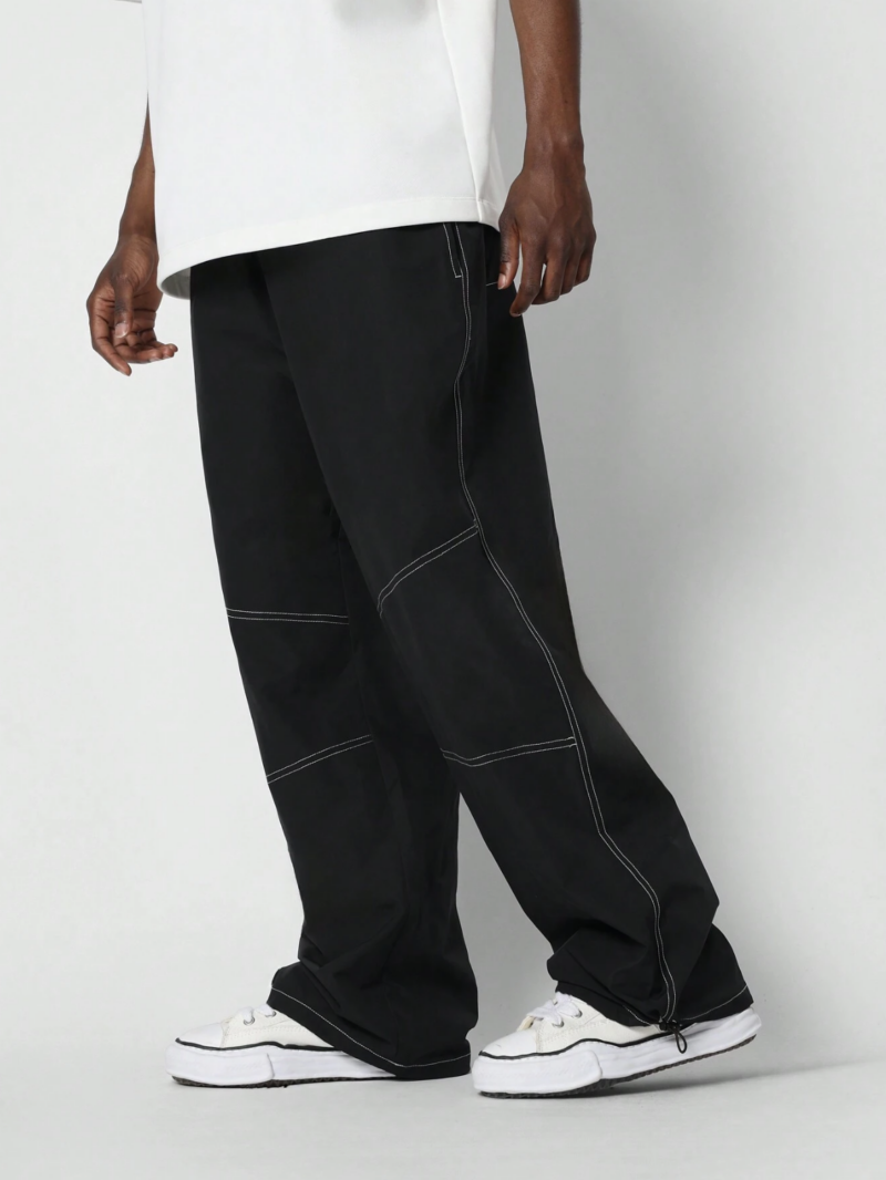 Lewis Black Contrast Stitch Relaxed Fit Cargo Pants - Image 2