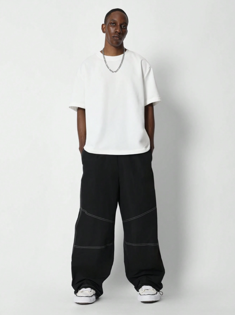 Lewis Black Contrast Stitch Relaxed Fit Cargo Pants - Image 3