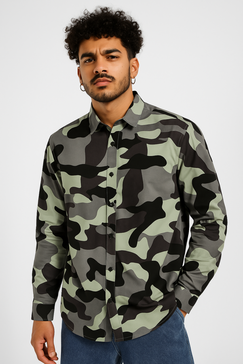 Danny Camo Print Relaxed Fit Full Sleeves Shirt