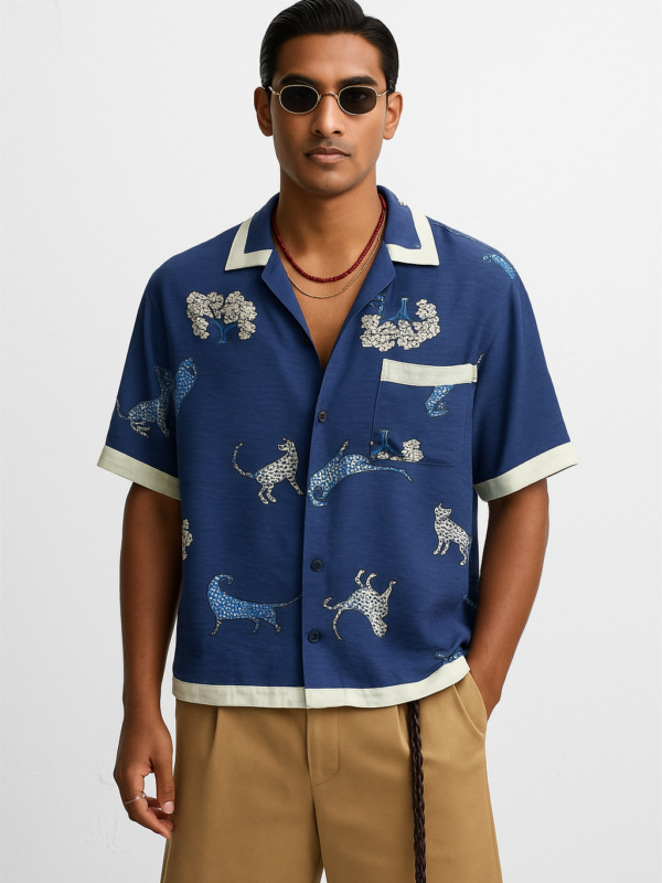 Dan Blue Relaxed Fit Animal Print Shirt