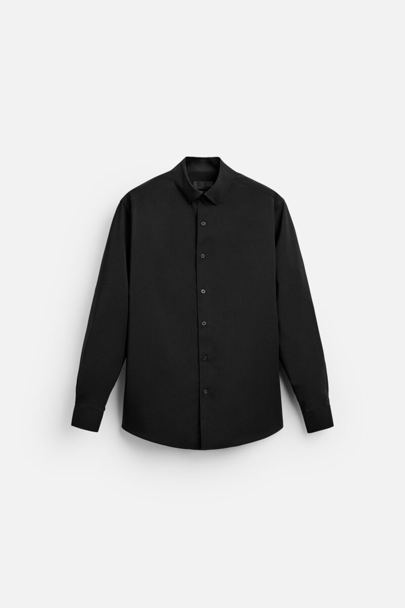 Lucifer Black Full Sleeves Fitted Cotton Shirt