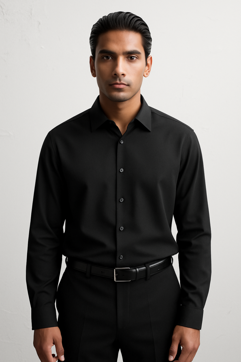 Lucifer Black Full Sleeves Fitted Cotton Shirt - Image 2