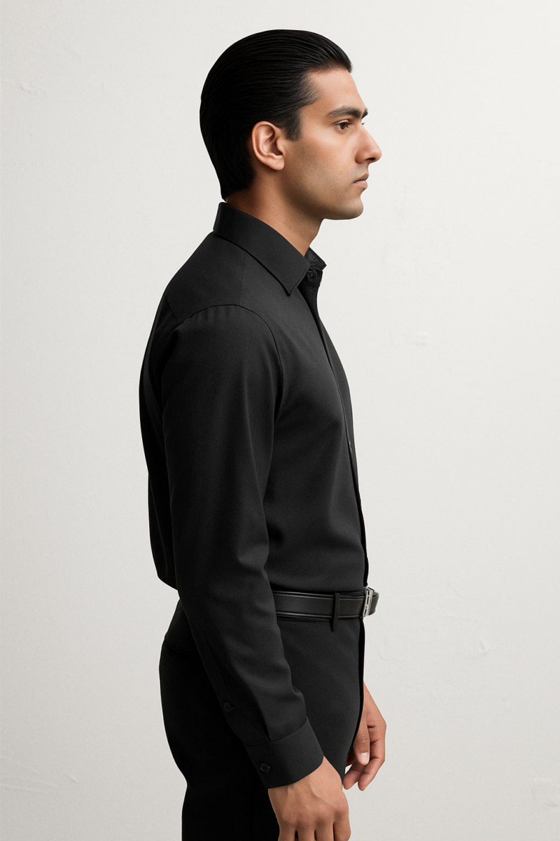 Lucifer Black Full Sleeves Fitted Cotton Shirt - Image 5