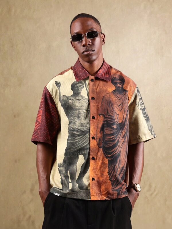 Steve Roman Print Relaxed Fit Cotton Shirt