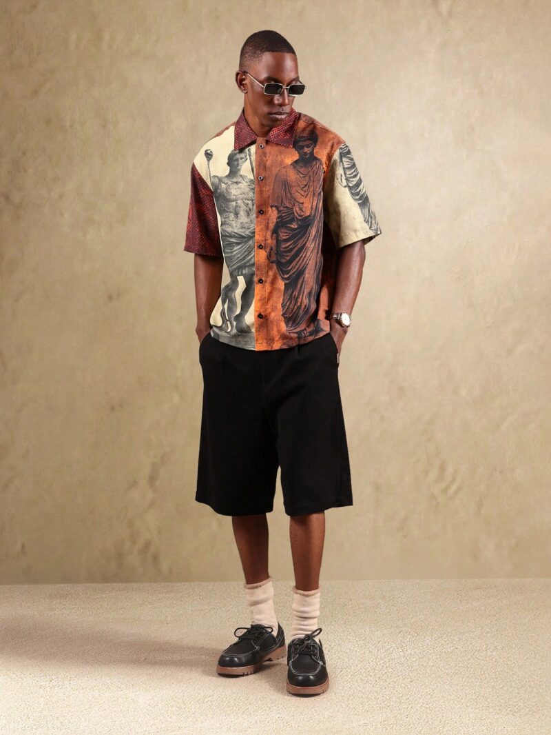 Steve Roman Print Relaxed Fit Cotton Shirt - Image 5