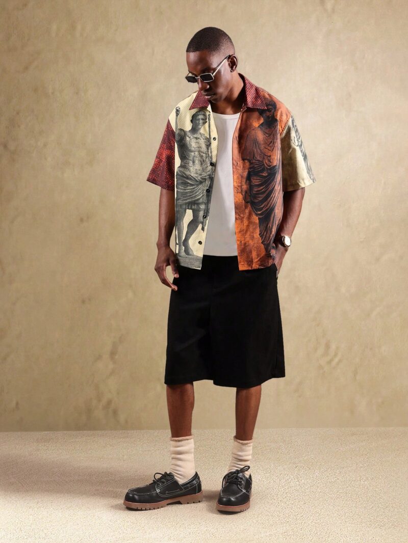 Steve Roman Print Relaxed Fit Cotton Shirt - Image 7