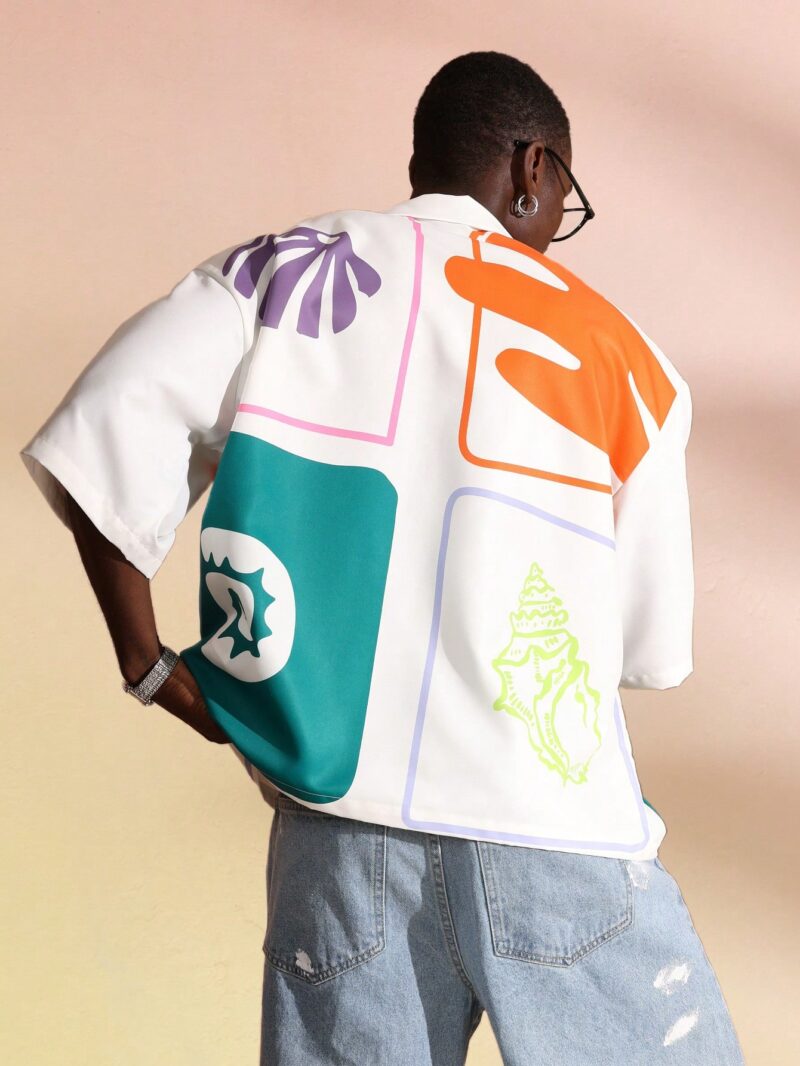 Zean White Abstract Floral Print Shirt - Image 2